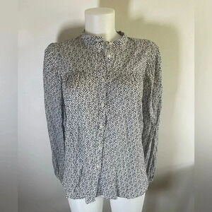 Ann Taylor Loft Women Long Sleeve Cotton Button Up Blouse Shirt Cottagecore 0233
